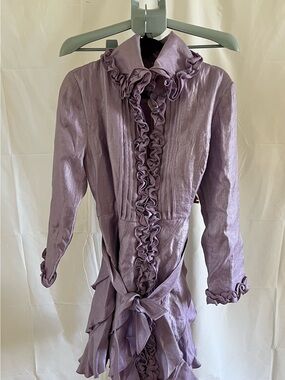 NWT Dons Collection Ruffled Lavender Long-Sleeve Women's Dress